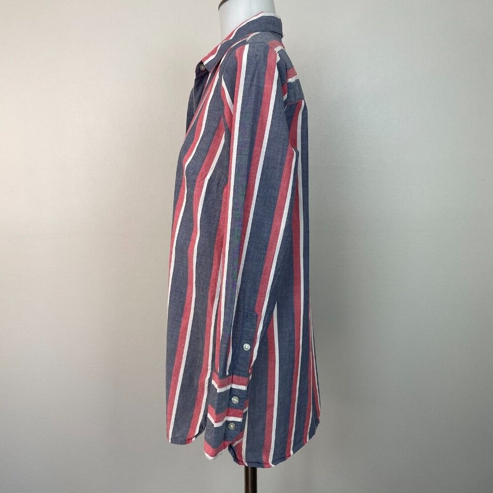 Old Navy Tunic Top Small Blue Red White Striped Americana Shirt Cotton Women's - Picture 4 of 12